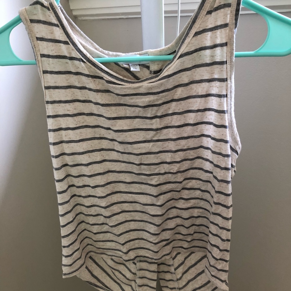 Striped tank top. Open back